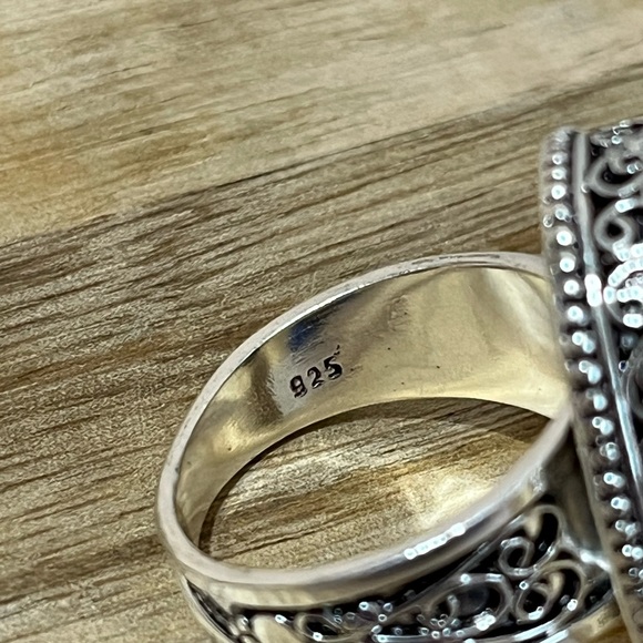 PINK DAHLIA TURQUOISE 925 SILVER OVERLAY GEMSTONE RING SIZE 10 - Picture 3 of 8